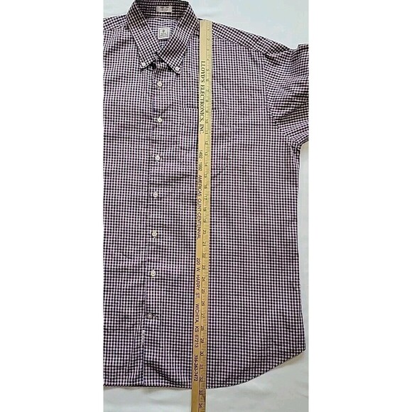 Peter Millar Dress Shirt Men’s XL Maroon Blue Plaid Check 100% Cotton Button Up - Picture 11 of 12